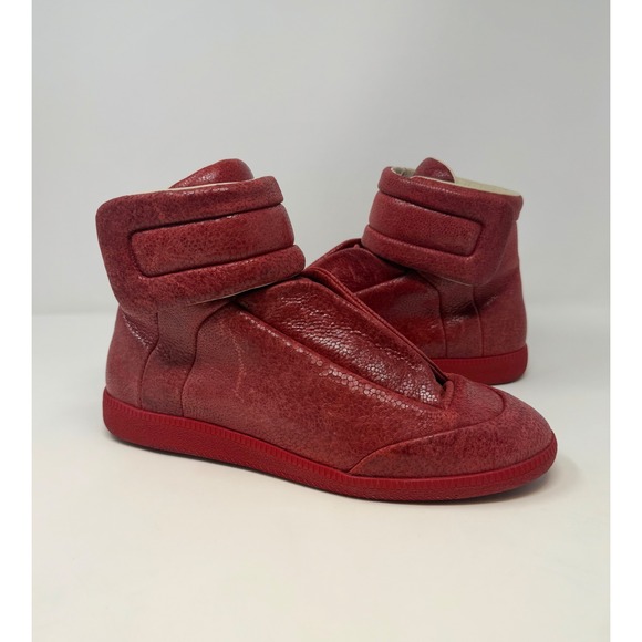 Maison Margiela Other - Maison Margiela Future High Sneaker Pebbled Red Leather Size 10 US 43 EU